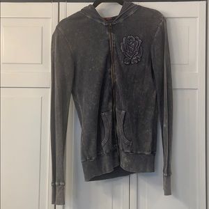 Zip Up Distressed Hoodie-XL